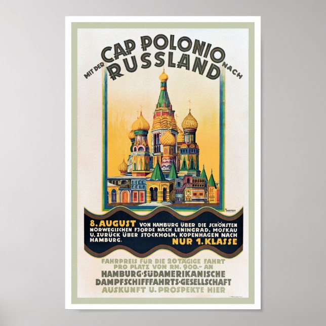c1930s TRAVEL POSTER GERMANY TO RUSSIA  (Front)