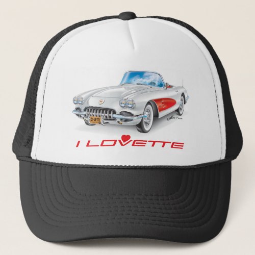 C1_WHITE_ILovette Trucker Hat