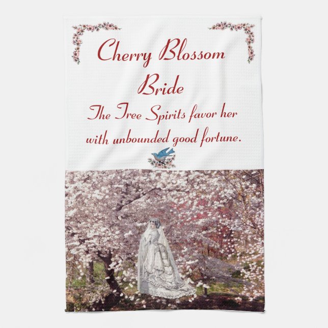 C23 Cherry Blossom Bride Tea Towel (Vertical)