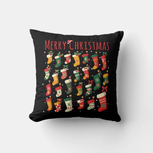 C25 Day Of Christmas Countdown Cute Stocking Throw Pillow