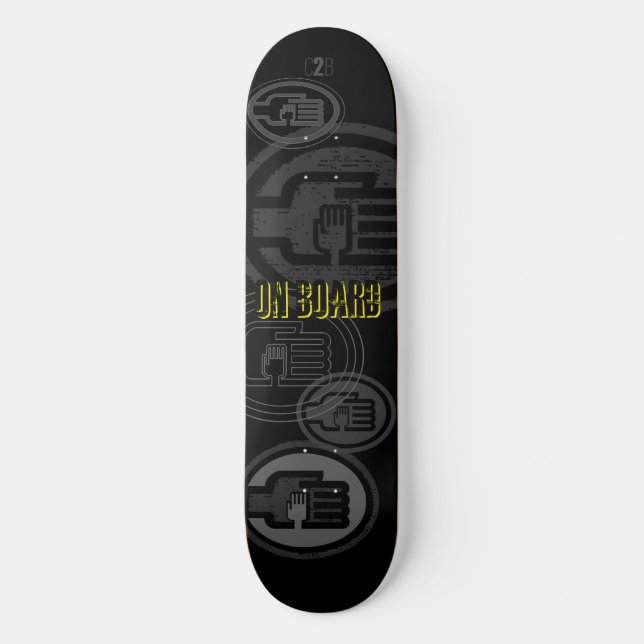 C2B: ON BOARD 8 1/2" Black Skateboard Deck (Front)