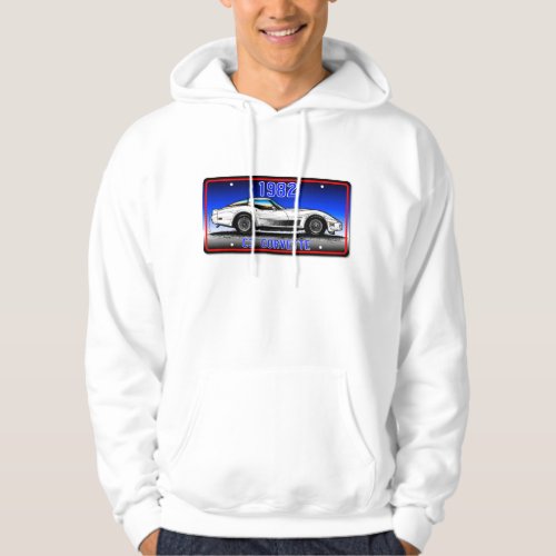 C3 1982 Corvette License Plate Art_Blue Background Hoodie