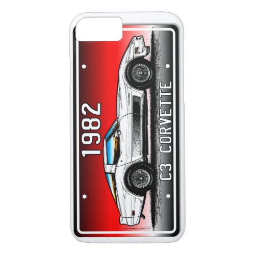 C3 1982 Corvette License Plate Art_Red Background iPhone 87 Case