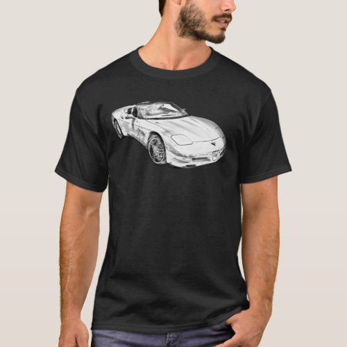 C5 Corvette convertible Muscle Car Illustration Cl T_Shirt