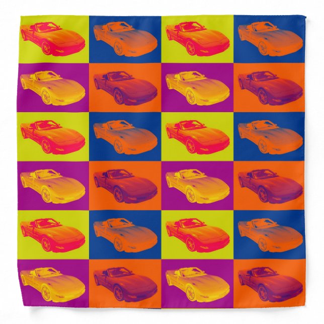 C5 Corvette convertible Muscle Car Pop Art Bandana (Front)