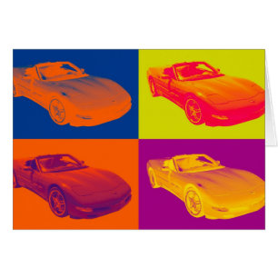 C5 Corvette convertible Muscle Car Pop Art Cards