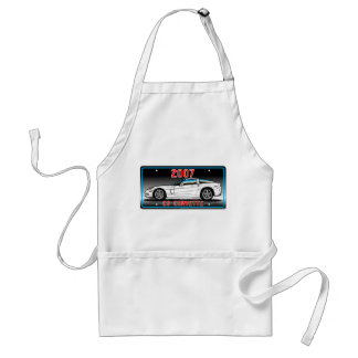 C6 2007 Coupe Gray Background Vette Lic Plate Art Adult Apron