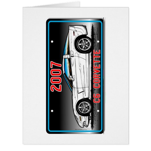 C6 2007 Coupe Gray Background Vette Lic Plate Art Cards (Front)
