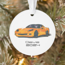 C6 Corvette Sports Car Orange Hand Drawn Sketch