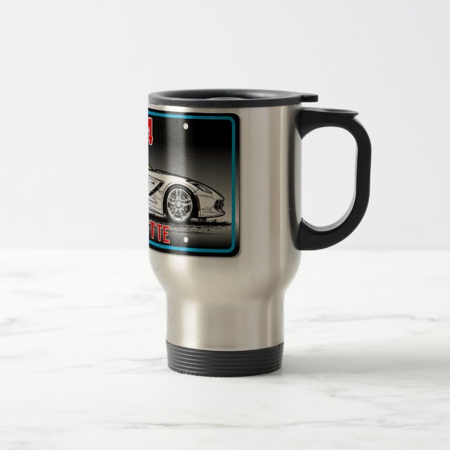C7 2014 Corvette Coupe by K. Scott Teeters Gray Travel Mug (Right)