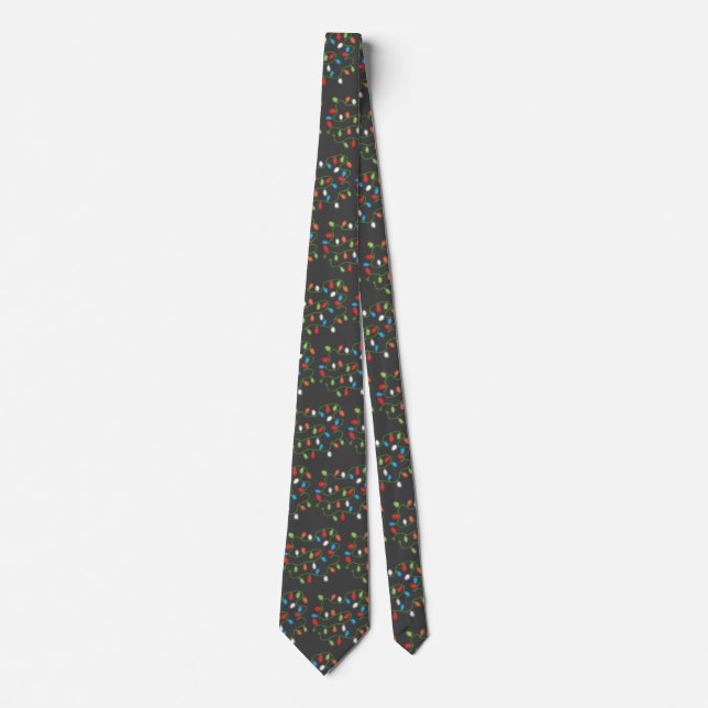 C7 Christmas Lights Neck Tie (Dark Gray & Multi) (Front)