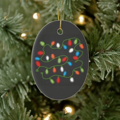 C7 Christmas Lights Oval Ornament Multi  Gray