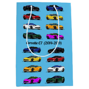 C7 Corvette Different Colored Sports Cars Blue Medium Gift Bag