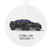 C7 Corvette Sports Car Black Hand Drawn Sketch