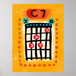 C7 Guitar Chord Poster Wall Art - Colorful Music