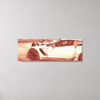C7R Corvette Z06 2016 Sketch in Warm Red Canvas Print