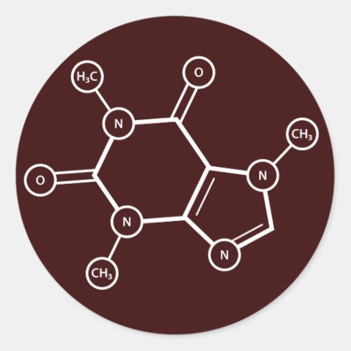 C8H10N4O2 molecular structure Classic Round Sticker