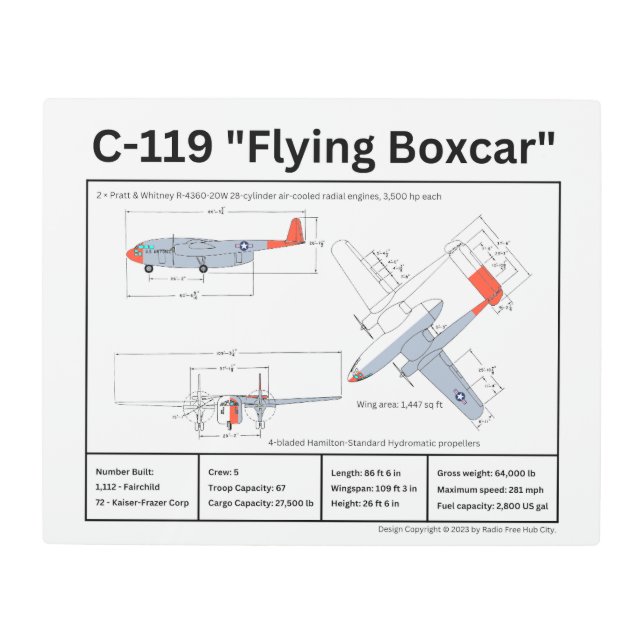 C-119 Flying Boxcar Hagerstown Maryland Metal Print (Front)