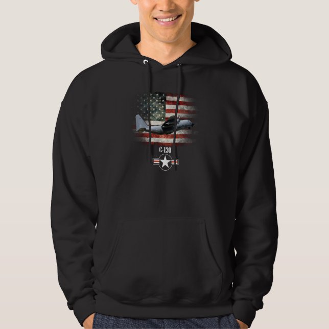 C 130 Air Foce American Flag Patriotic   Usaf Hoodie (Front)