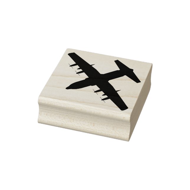C-130 Hercules Airlift Plane Top View Wood Stamp (Stamp)