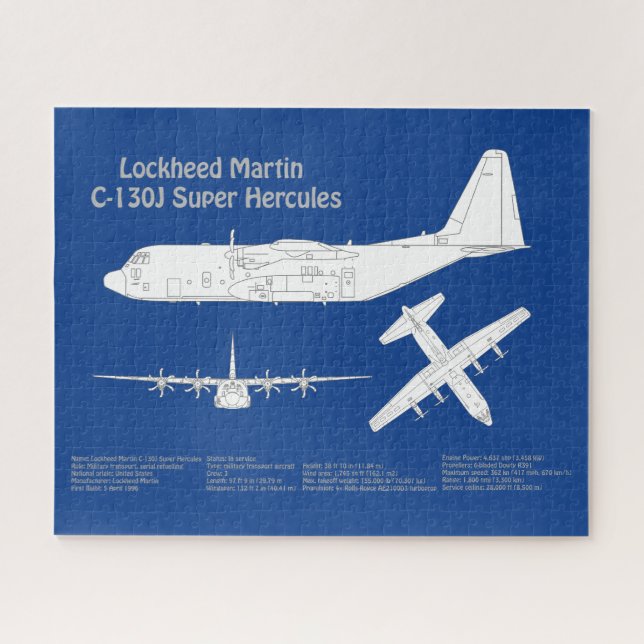C-130 Hercules - Airplane Blueprint Plans ABD Jigsaw Puzzle (Horizontal)