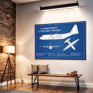 C-130 Hercules - Airplane Blueprint Plans ABD Poster