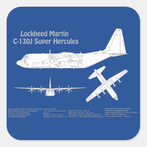 C_130 Hercules _ Airplane Blueprint Plans ABD Square Sticker
