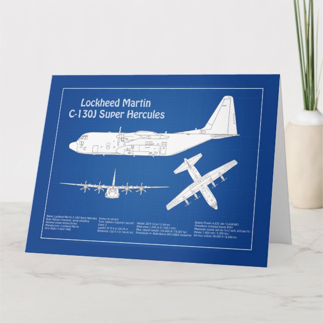 C-130 Hercules - Airplane Blueprint Plans ABD Thank You Card (Front)