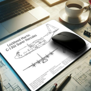 C-130 Hercules - Airplane Blueprint Plans AD Mouse Pad