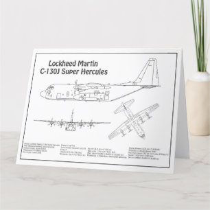 C-130 Hercules - Airplane Blueprint Plans BD Thank You Card