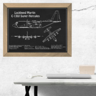 C-130 Hercules - Airplane Blueprint Plans PD Photo Print