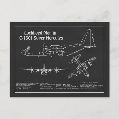 C_130 Hercules _ Airplane Blueprint Plans PD Postcard
