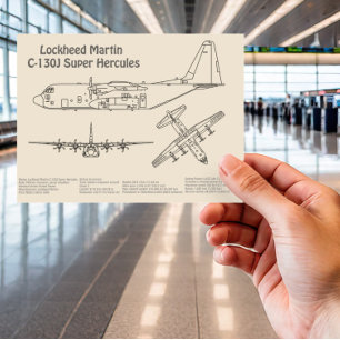 C-130 Hercules - Airplane Blueprint Plans SD Postcard