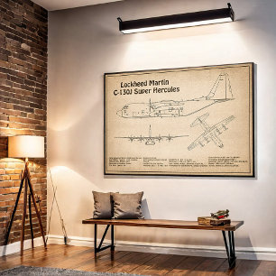 C-130 Hercules - Airplane Blueprint Plans SD Poster