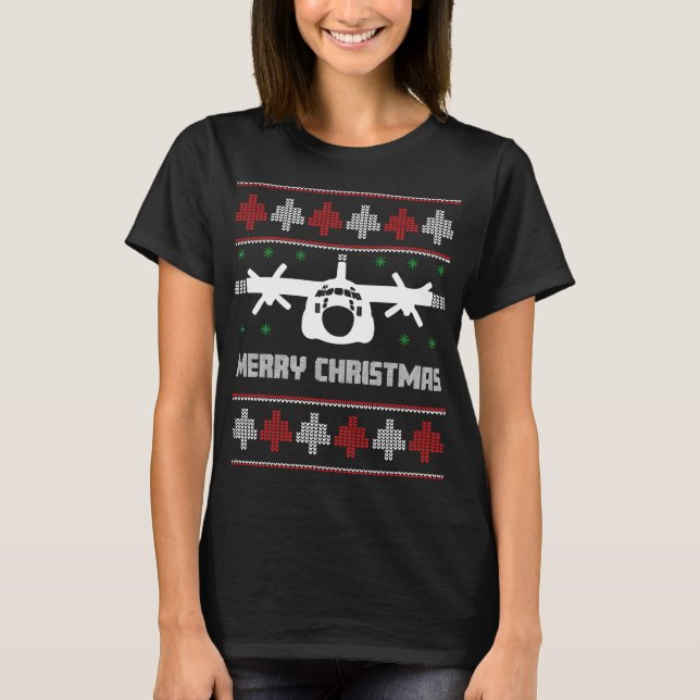 C-130 Hercules Airplane Ugly Christmas Sweater (Front)