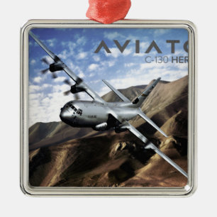 C-130 HERCULES Military Airplane Metal Ornament