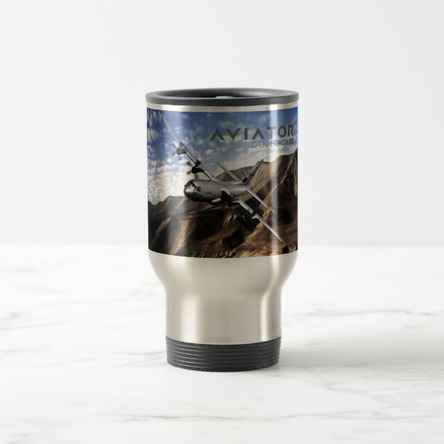 C-130 HERCULES Military Airplane Travel Mug (Center)