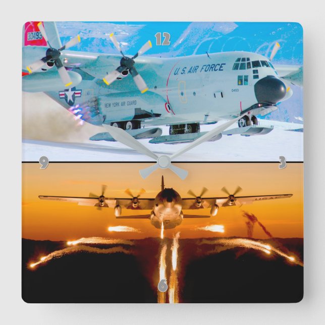 C-130 HERCULES SQUARE WALL CLOCK (Front)
