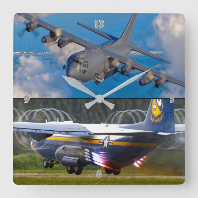 C-130 HERCULES SQUARE WALL CLOCK (Front)
