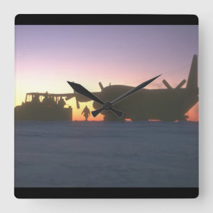 C-130 Hercules transport being_Military Aircraft Square Wall Clock