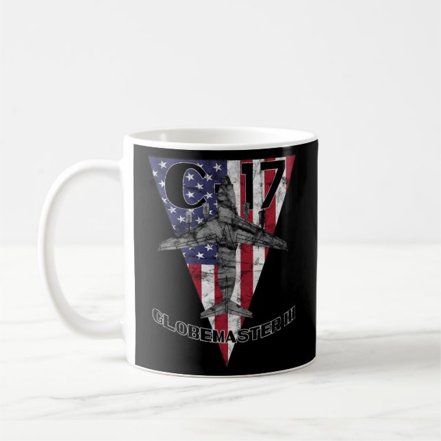 C-17 Globemaster Iii Military Airplane Patriotic Coffee Mug (Left)