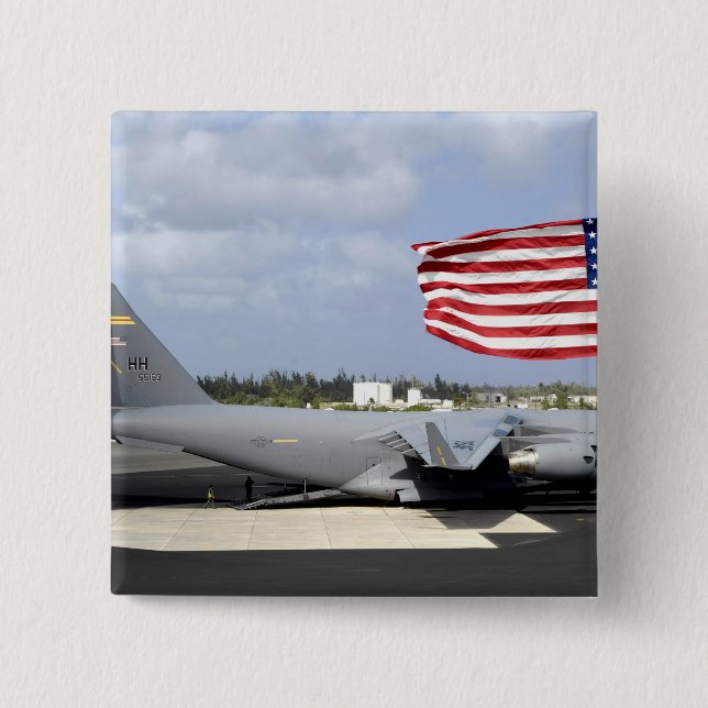 C-17 Globemaster III sits on the flightline Button (Front)