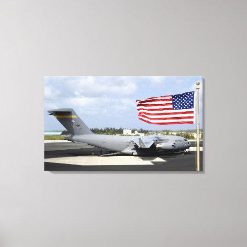 C_17 Globemaster III sits on the flightline Canvas Print