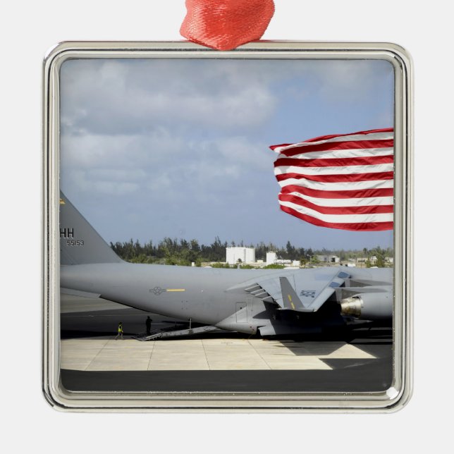 C-17 Globemaster III sits on the flightline Metal Ornament (Front)