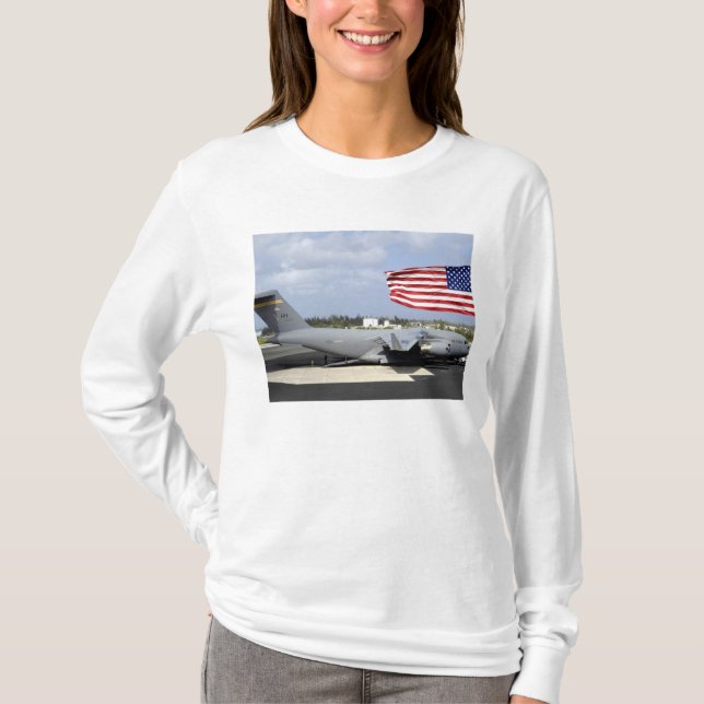C-17 Globemaster III sits on the flightline T-Shirt (Front)