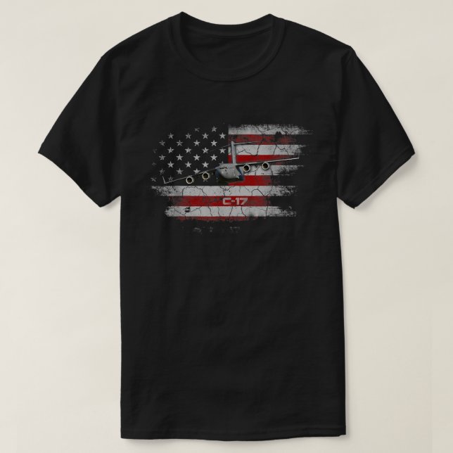 C-17 Globemaster Military Transport Airplane Flag  T-Shirt (Design Front)