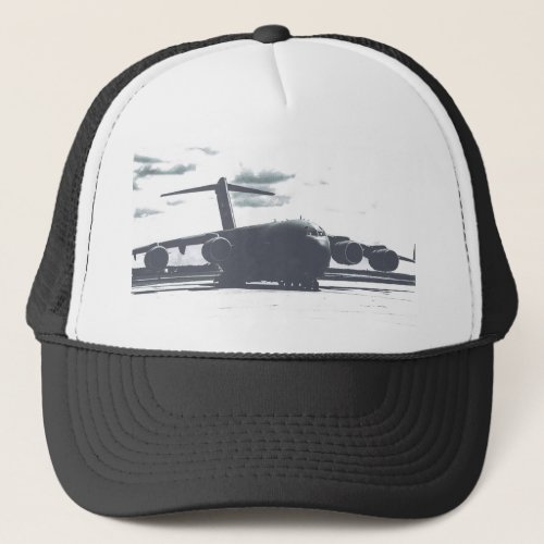 C_17A Globemaster III Black and White Trucker Hat