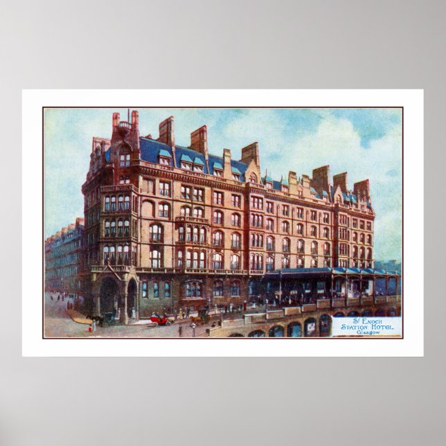 c 1900 Watercolour St. Enoch Hotel Glasgow Poster (Front)