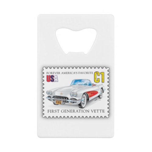 C_1 VETTE Stamp Design Credit Card Bottle Opener