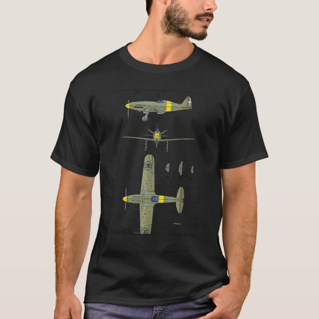 C 200 Saetta Italian WW2 Fighter Plane Diagram 1 T-Shirt (Front)